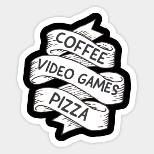 Coffee,  video games, pizza Sticker